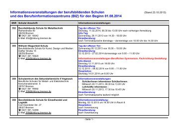 Informationsveranstaltungen der berufsbildenden Schulen ... - Bremen