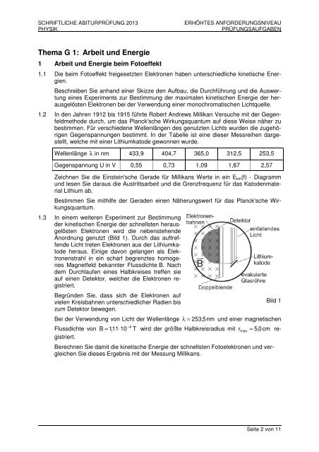 SCHRIFTLICHE ABITURPRÜFUNG 2013 PHYSIK (ERHÖHTES ...