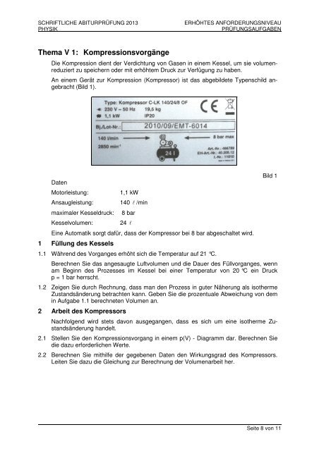 SCHRIFTLICHE ABITURPRÜFUNG 2013 PHYSIK (ERHÖHTES ...