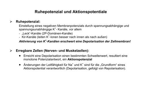 Membranpotenzial und Aktionspotenziale