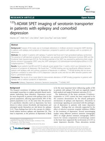 I-ADAM SPET imaging of serotonin transporter in patients with ...