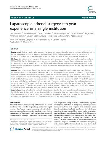 Laparoscopic adrenal surgery: ten-year ... - BioMed Central