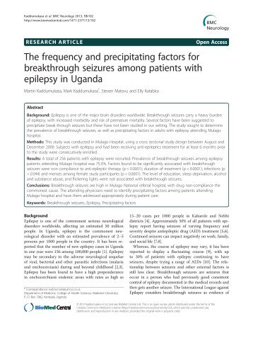 The frequency and precipitating factors for breakthrough seizures ...