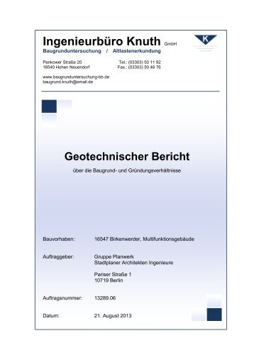 Geotechnischer Bericht - Birkenwerder