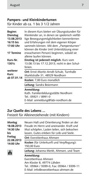 Familienprogramm - Bistum Osnabrück