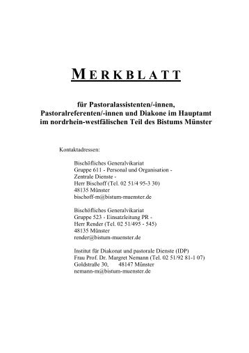 Zusammenfassung Merkblatt - Bistum Münster