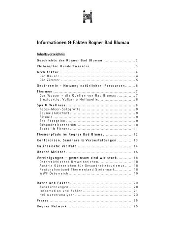 Informationen & Fakten Rogner Bad Blumau