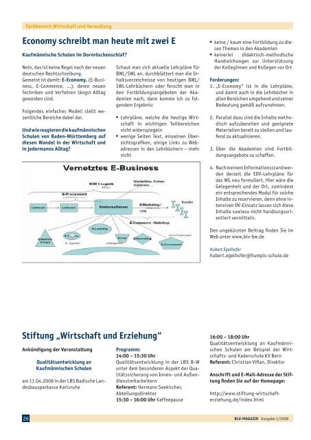 BLV Magazin 1-2008 - Berufsschullehrerverband Baden-Württemberg