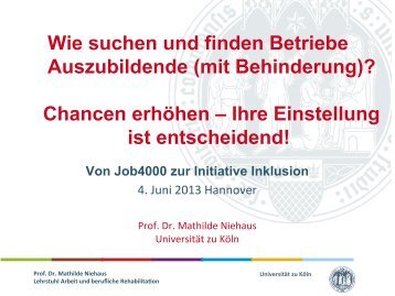 Präsentation von Prof. Dr. Mathilde Niehaus, Universität zu Köln