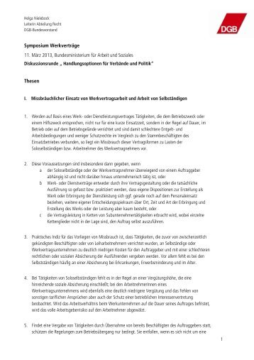 Thesenpapier Helga Nielebock, Deutscher Gewerkschaftsbund