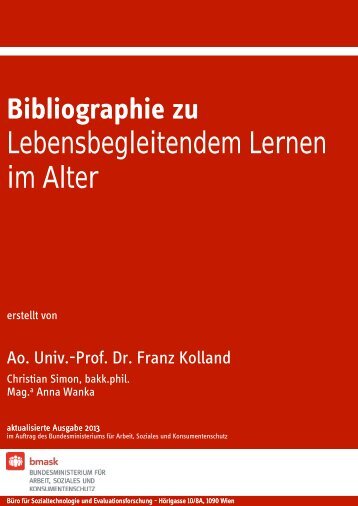 Bibliographie Bildung im Alter. Wien 2013 - Bundesministerium für ...
