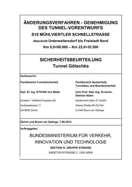 Sicherheitsbeurteilung Tunnel Götschka - Bundesministerium für ...
