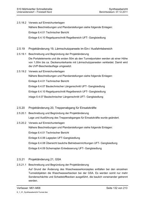 6.1.1. Synthesebericht Projektänderungen Tunnelbauwerke