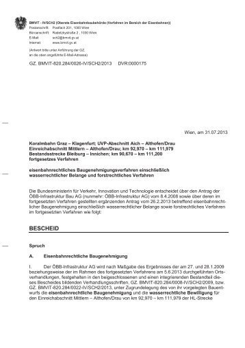 Bescheid vom 31. Juli 2013 (pdf 668 KB) - Bundesministerium für ...