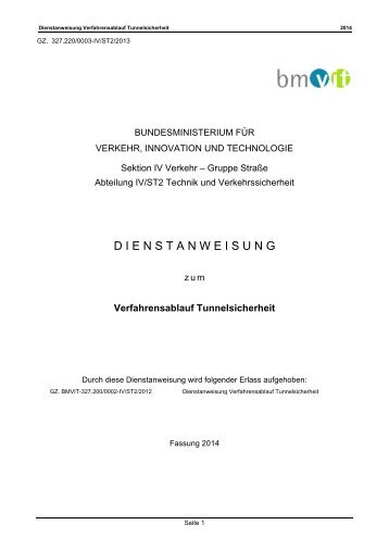 Dienstanweisung zum Verfahrensablauf Tunnelsicherheit