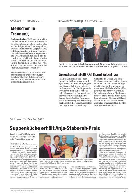 Selbsthilfe / Bürgerschaftliches Engagement, Jahresbericht 2012