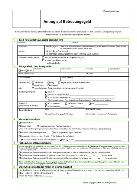 Antrag Auf Betreuungsgeld Kreis Siegen Wittgenstein
