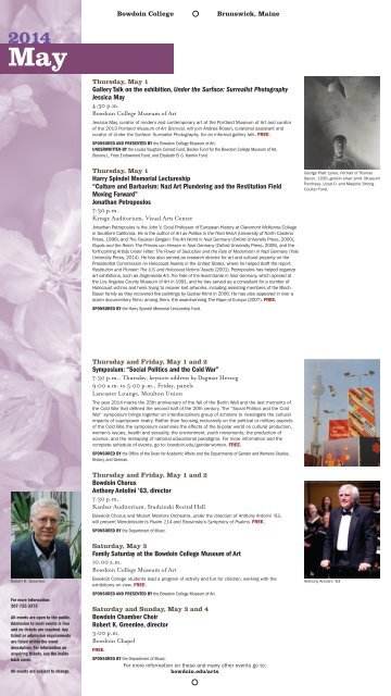 Arts Calendar Spring 2014 PDF - Bowdoin College