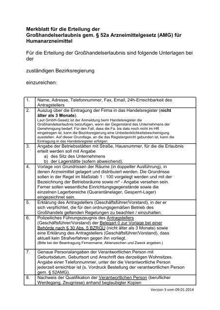 Merkblatt für die Erteilung der Großhandelserlaubnis gem. § 52a ...