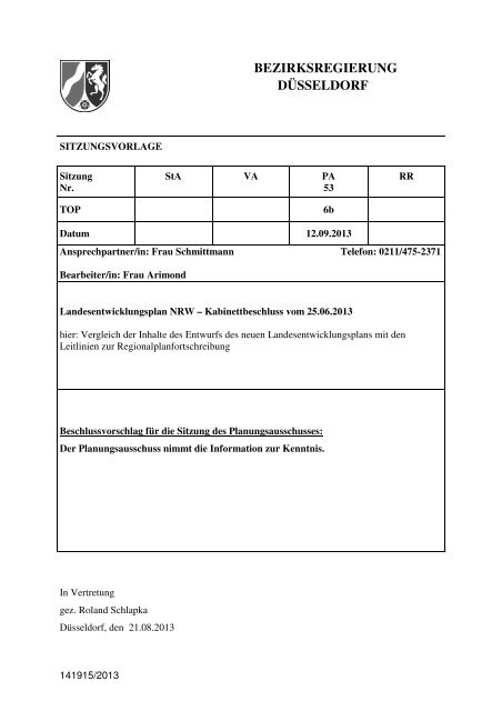 Vorlage - Bezirksregierung Düsseldorf
