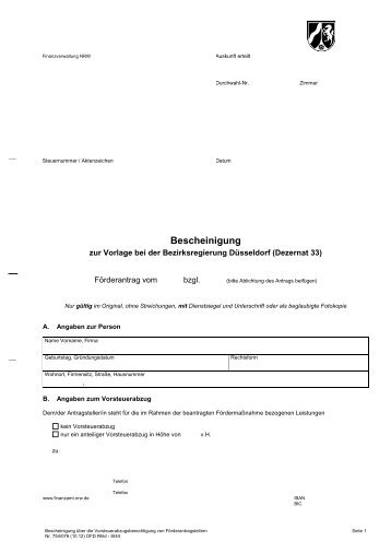 Bescheinigung Vorsteuerabzug Finanzamt - Bezirksregierung ...