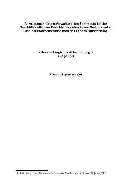 Anweisungen für die Verwaltung des Schriftguts bei ... - BRAVORS