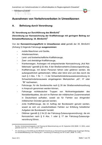 Ausnahmen von Verkehrsverboten in der Umweltzone des ...