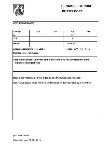 Vorlage - Bezirksregierung Düsseldorf