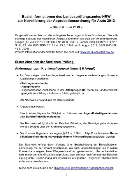 INFORMATIONEN DES LANDESPRÜFUNGSAMTES NRW