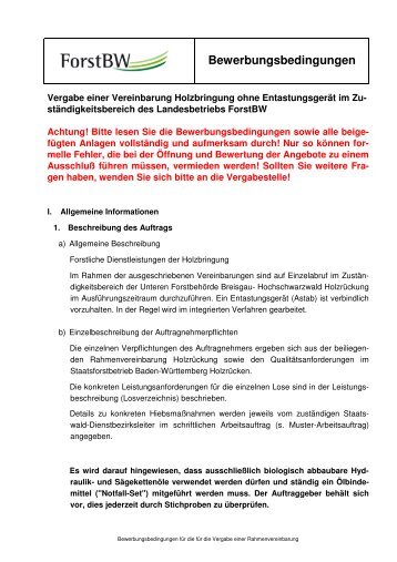 Ausschreibungsunterlagen "Holzbringung 2014-2015"