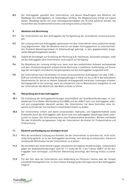 Ausschreibungsunterlagen "Holzbringung 2014-2015"