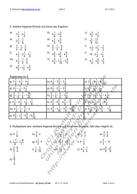 Bruchrechnung Rechenregeln