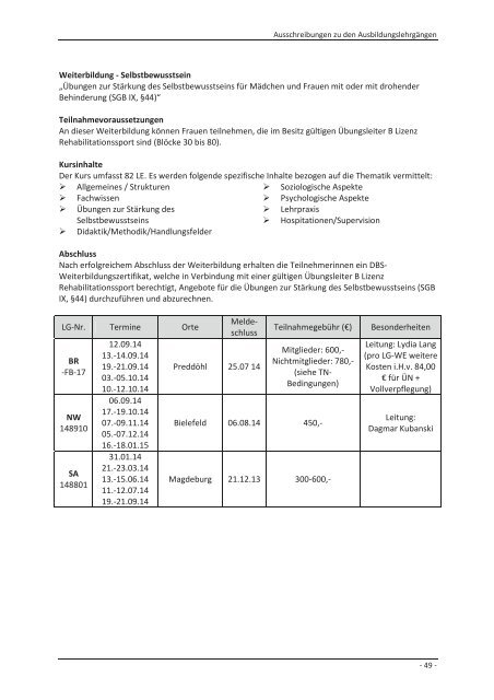 DBS-Lehrgangsplan 2014 PDF - Deutscher Behindertensportverband