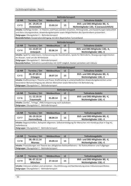 DBS-Lehrgangsplan 2014 PDF - Deutscher Behindertensportverband