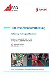 BSO Trainerfortbildung Krafttraining – Schwerpunkt Langhantel