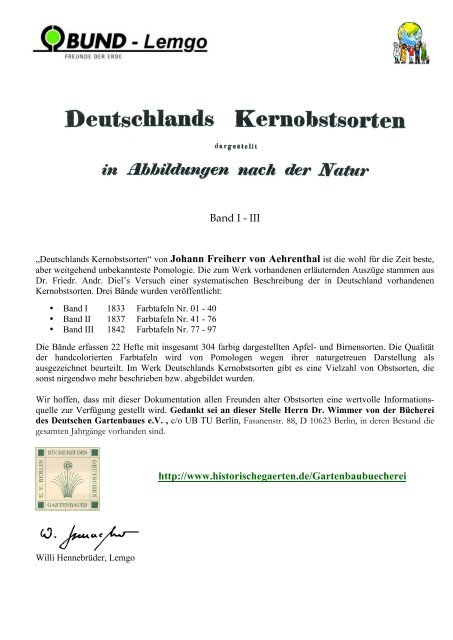 Aehrenthal - Deutschlands Kernobstsorten 1833 - BUND Lemgo