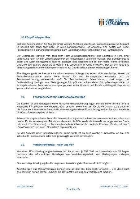 Merkblatt – Rürup - Bund der Versicherten e.V.