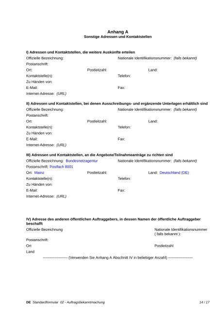 Auftragsbekanntmachung - Beratungsleistungen im Rahmen von ...