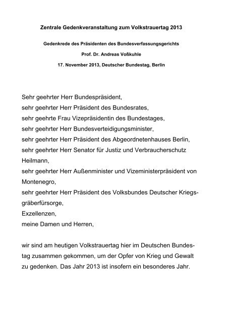Die Rede des Bundesverfassungsgerichtspräsidenten - Deutscher ...