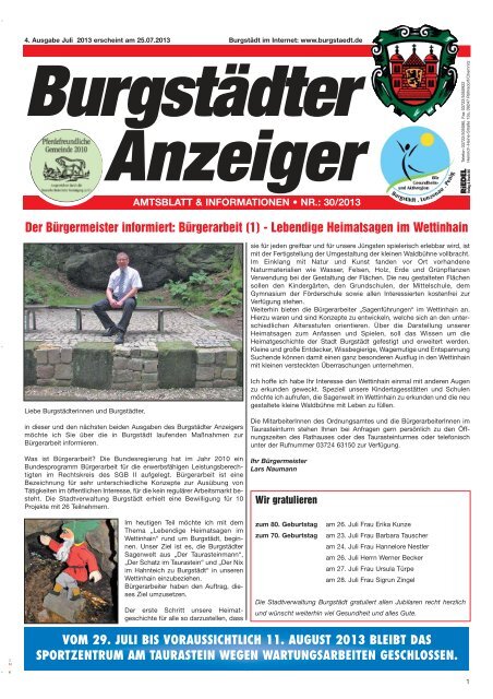 4. Ausgabe 25.07.2013 August - Burgstädt