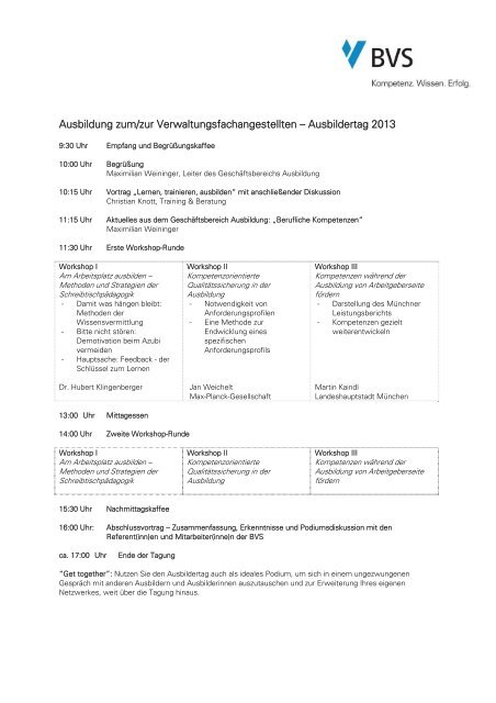 Ausbildertag 2013 - Bayerische Verwaltungsschule