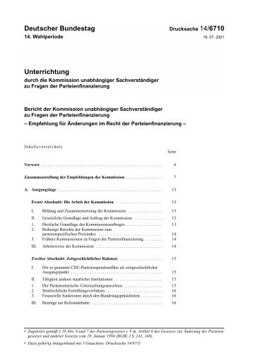 Deutscher Bundestag Unterrichtung - DIP - Deutscher Bundestag