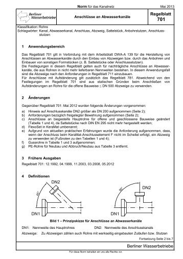 Regelblatt 701 - Berliner Wasserbetriebe