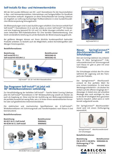 Newsletter - Corning Cabelcon Connectors