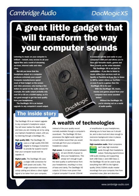 DacMagic XS Top Tips English single pages - Cambridge Audio