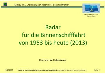 Radar für die Binnenschifffahrt von 1953 bis heute (2013)