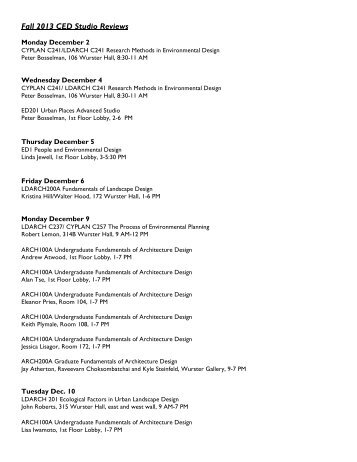 Download the full CED Final Review schedule. - College of ...