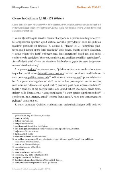 Cicero, in Catilinam 3,13ff. (178 Wörter) - C.C. Buchner
