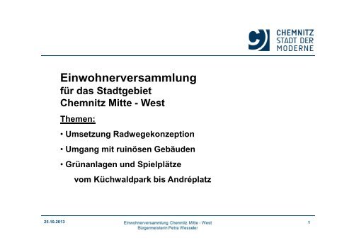 Vortrag von Bürgermeisterin Frau Wesseler zur ... - Chemnitz