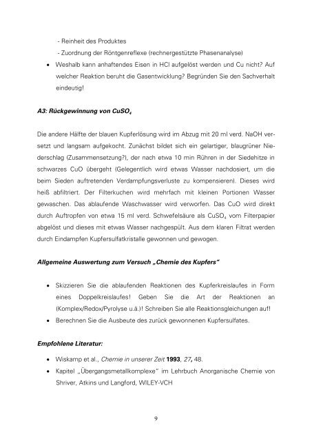 Praktikum - Fachrichtung Chemie und Lebensmittelchemie